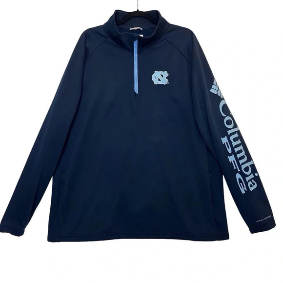 COLUMBIA Men's North Carolina Tar Heels‎ Navy Quarter-Zip Pullover XXL - Picture 1 of 13